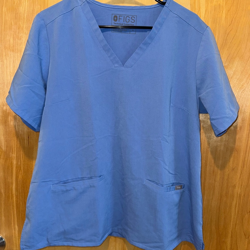 Figs Ceil Blue V-Neck Scrub Top